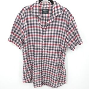 Rodd & Gunn Shirt Plaid Mens XL Pink Sports Fit Short Sleeve Woven Italy Casual